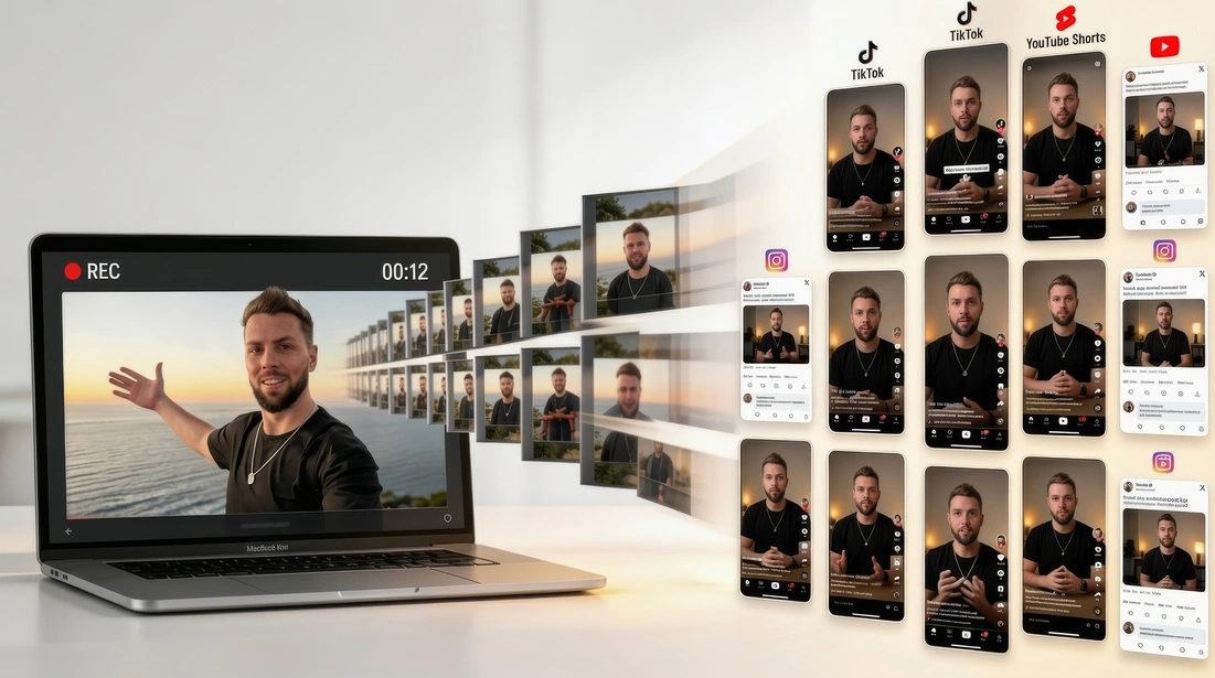 AI Clone content production — 1 recording becomes 20+ videos